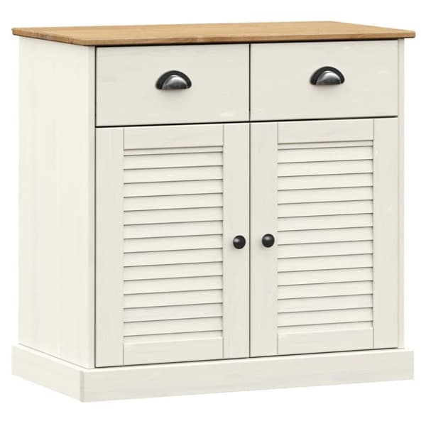 vidaXL Skjenk med skuffer VIGO 78x40x75 cm hvit heltre furu