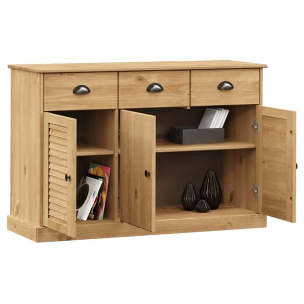 vidaXL skænk med skuffer VIGO 113x40x75 cm massivt fyrretræ