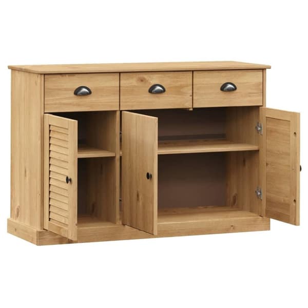 vidaXL skænk med skuffer VIGO 113x40x75 cm massivt fyrretræ