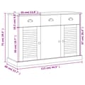 Miniatyrbilde 9 av 10: vidaXL Skjenk med skuffer VIGO 113x40x75 cm heltre furu