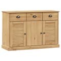 Miniatyrbilde 1 av 10: vidaXL Skjenk med skuffer VIGO 113x40x75 cm heltre furu