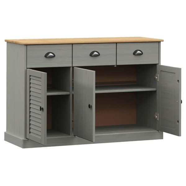 vidaXL Skjenk med skuffer VIGO 113x40x75 cm heltre furu
