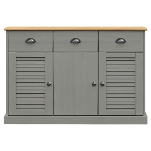 vidaXL Skjenk med skuffer VIGO 113x40x75 cm heltre furu
