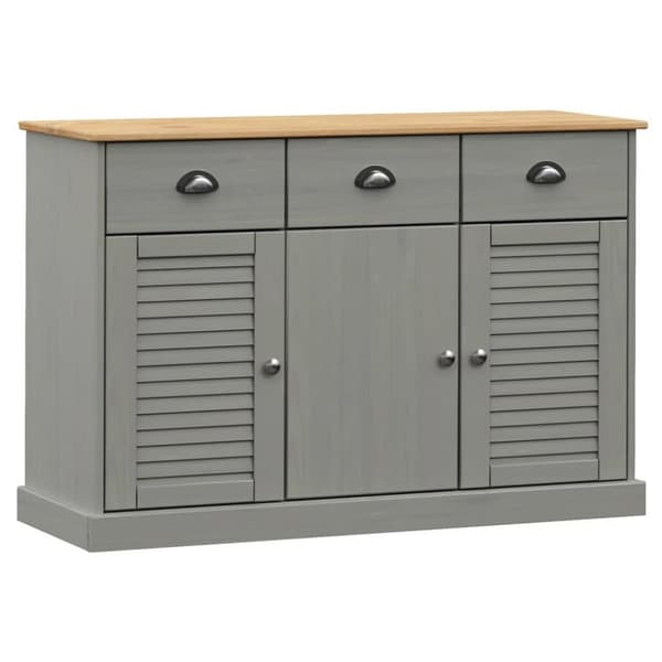 vidaXL Skjenk med skuffer VIGO 113x40x75 cm heltre furu