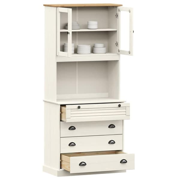 vidaXL skænk VIGO 80x40x176 cm massivt fyrretræ hvid