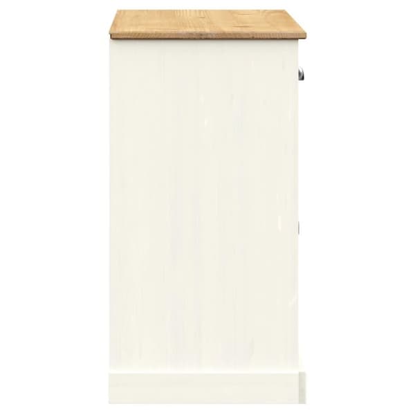vidaXL skænk med skuffer VIGO 113x40x75 cm massivt fyrretræ hvid
