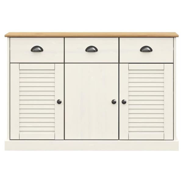 vidaXL Skjenk med skuffer VIGO 113x40x75 cm heltre furu