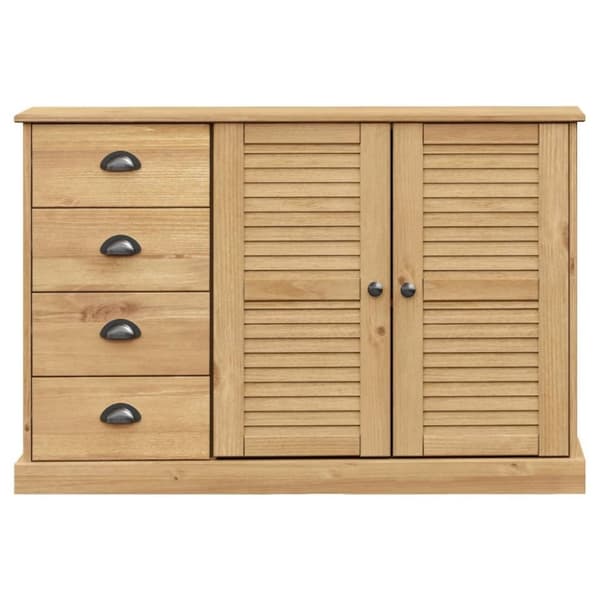 vidaXL Skjenk med skuffer VIGO 113x40x75 cm heltre furu