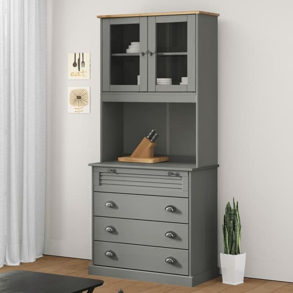vidaXL Kaappi VIGO harmaa 80x40x176 cm täysi mänty
