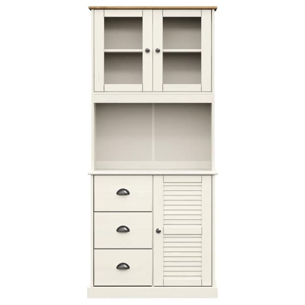 vidaXL skænk VIGO 78x40x175 cm massivt fyrretræ hvid