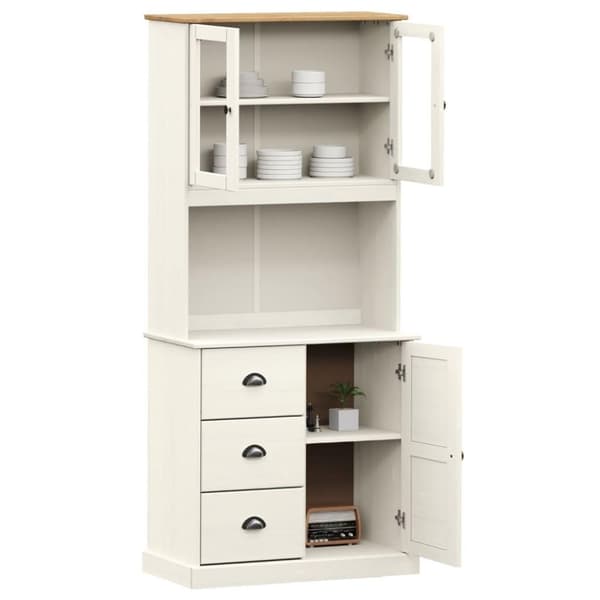 vidaXL skænk VIGO 78x40x175 cm massivt fyrretræ hvid