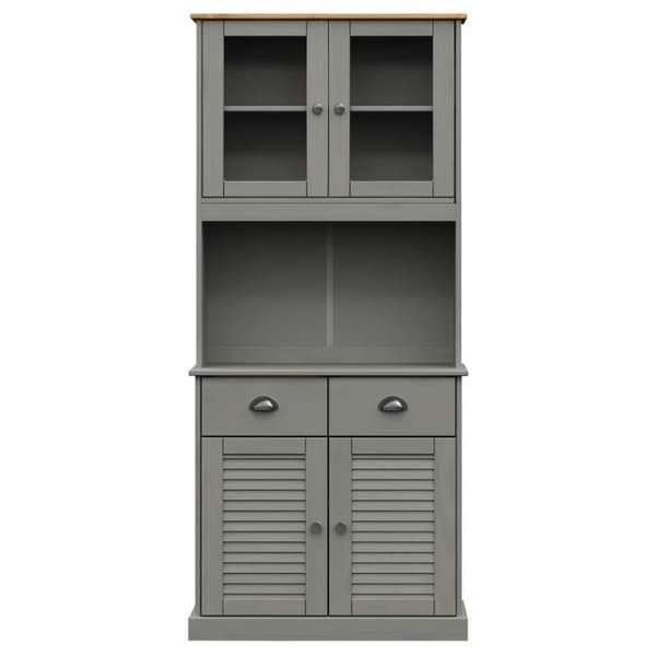 vidaXL Highboard VIGO grå 78x40x175 cm heltre furu