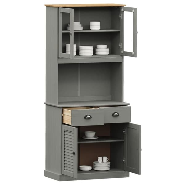 vidaXL Highboard VIGO grå 78x40x175 cm heltre furu
