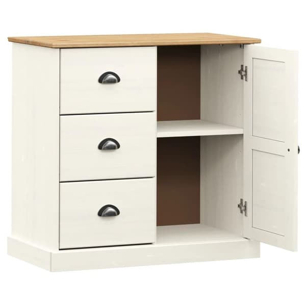 vidaXL Skänk med lådor VIGO 78x40x75 cm vit massiv furu