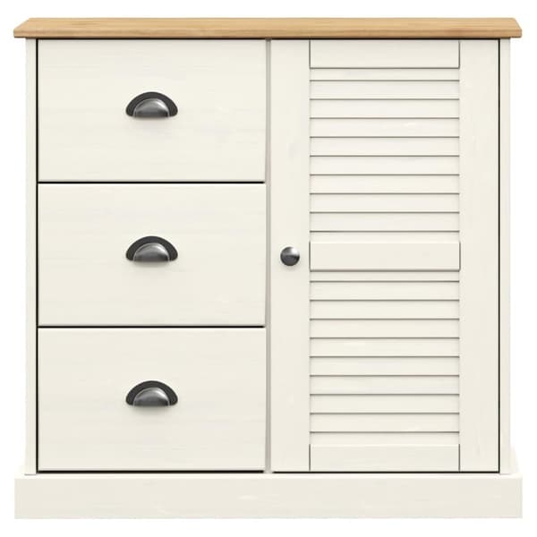 vidaXL Skänk med lådor VIGO 78x40x75 cm vit massiv furu