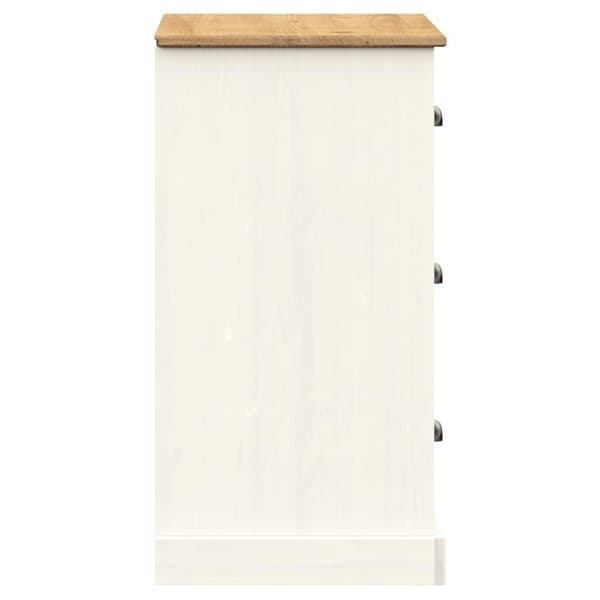 vidaXL Skänk med lådor VIGO 78x40x75 cm vit massiv furu