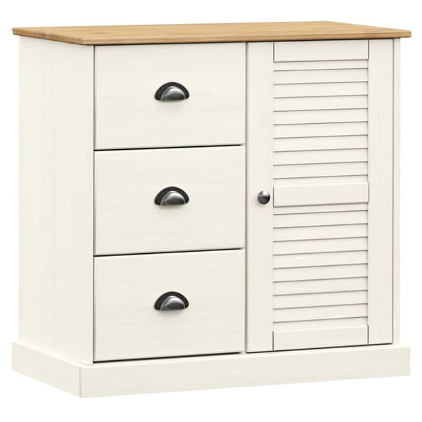 vidaXL Skänk med lådor VIGO 78x40x75 cm vit massiv furu