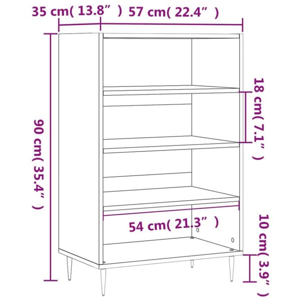 vidaXL skab 57x35x90 cm konstrueret træ røget egetræ