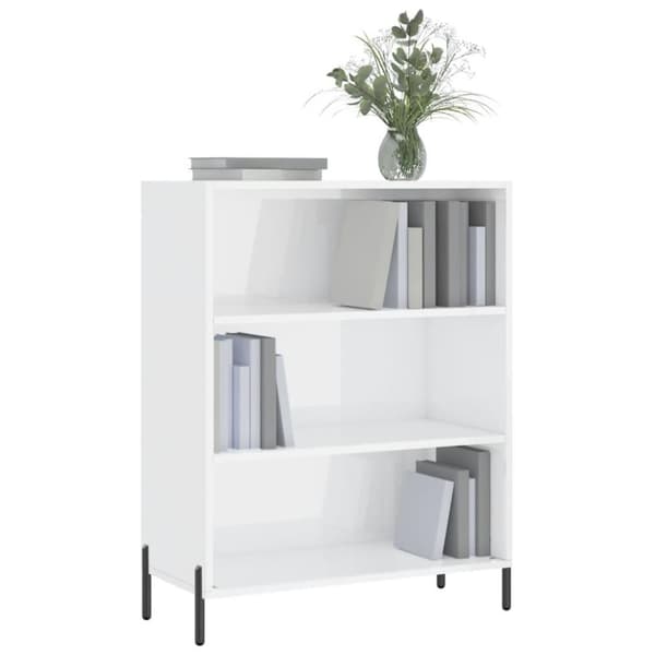 vidaXL Hylle høyglans hvit 69,5x32,5x90 cm konstruert tre
