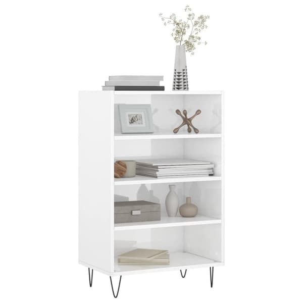 vidaXL Highboard høyglans hvit 57x35x90 cm konstruert tre
