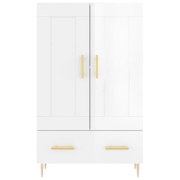 vidaXL skab 69,5x31x115 cm konstrueret træ hvid højglans