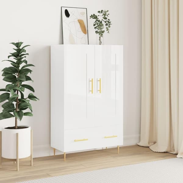 vidaXL skab 69,5x31x115 cm konstrueret træ hvid højglans