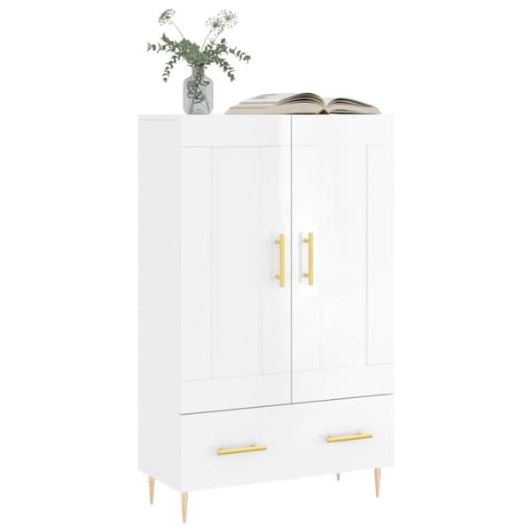 vidaXL skab 69,5x31x115 cm konstrueret træ hvid højglans