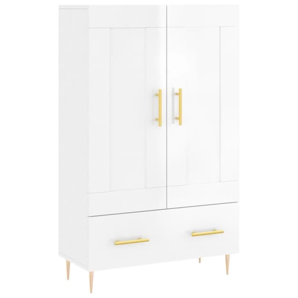 vidaXL skab 69,5x31x115 cm konstrueret træ hvid højglans