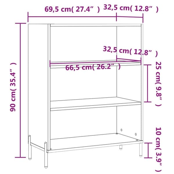 vidaXL skab 69,5x32,5x90 cm konstrueret træ sonoma-eg