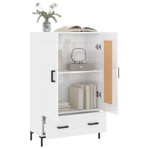 vidaXL skab 69,5x31x115 cm konstrueret træ hvid højglans