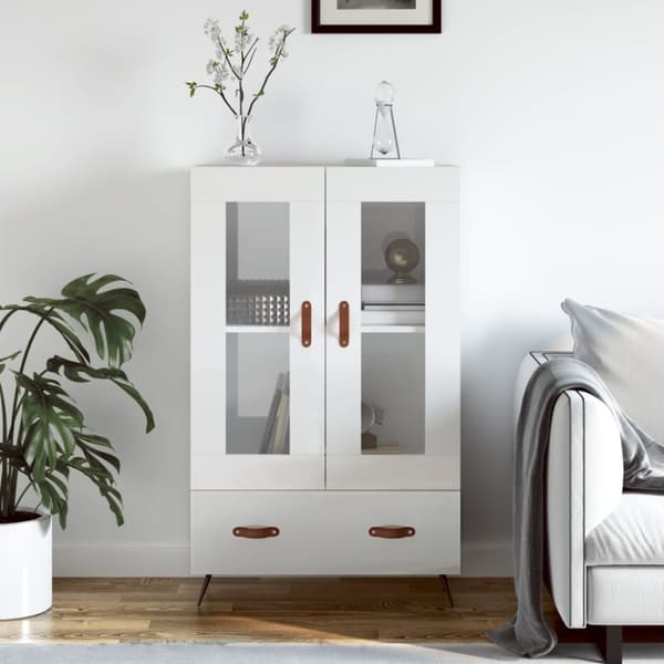 vidaXL skab 69,5x31x115 cm konstrueret træ hvid højglans