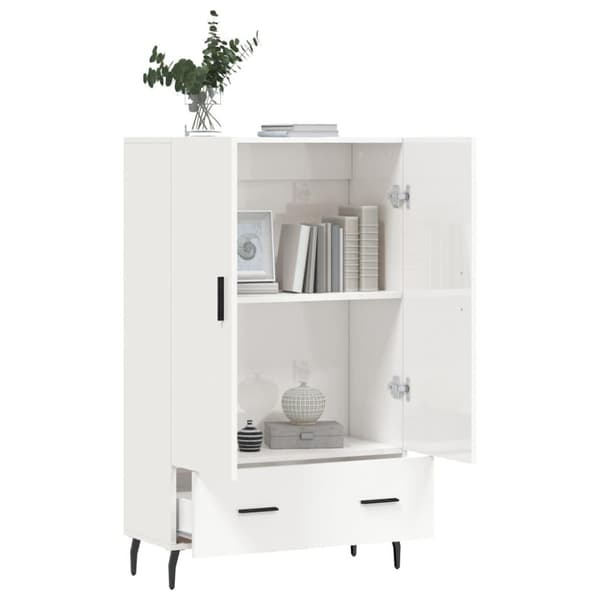 vidaXL Highboard høyglans hvit 69,5x31x115 cm konstruert tre