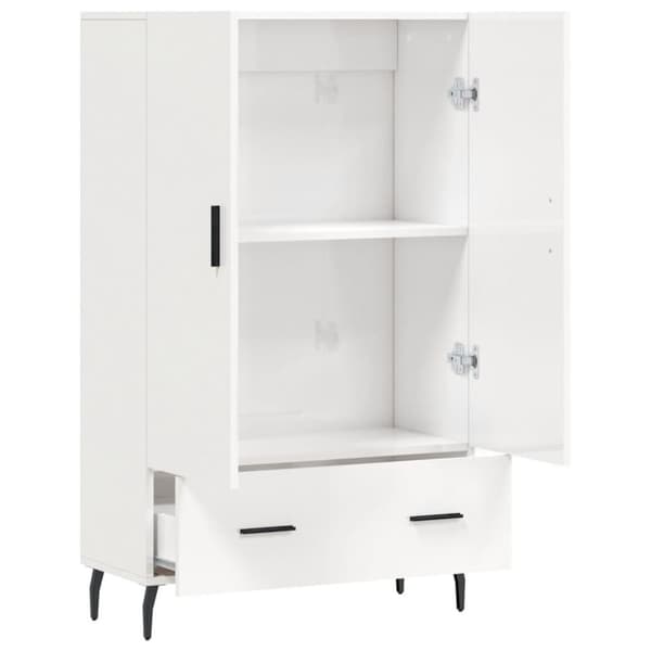 vidaXL Highboard høyglans hvit 69,5x31x115 cm konstruert tre