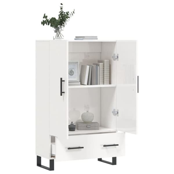 vidaXL skab 69,5x31x115 cm konstrueret træ hvid højglans