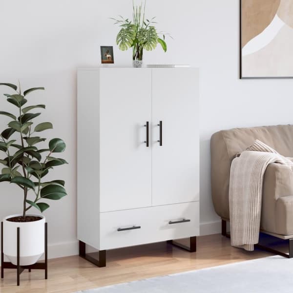 vidaXL skab 69,5x31x115 cm konstrueret træ hvid højglans