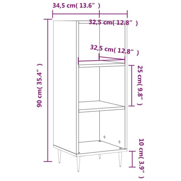 vidaXL skænk 34,5x32,5x90 cm konstrueret træ hvid højglans
