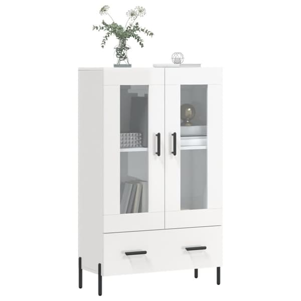 vidaXL skab 69,5x31x115 cm konstrueret træ hvid højglans