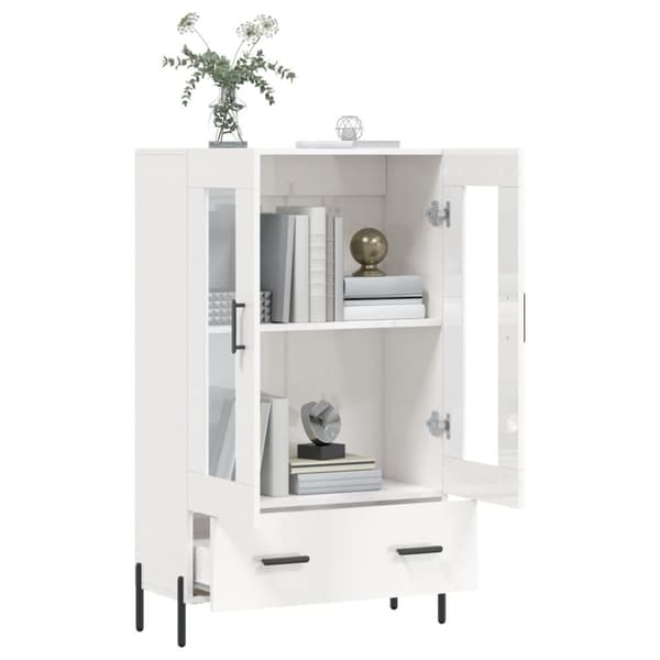 vidaXL skab 69,5x31x115 cm konstrueret træ hvid højglans
