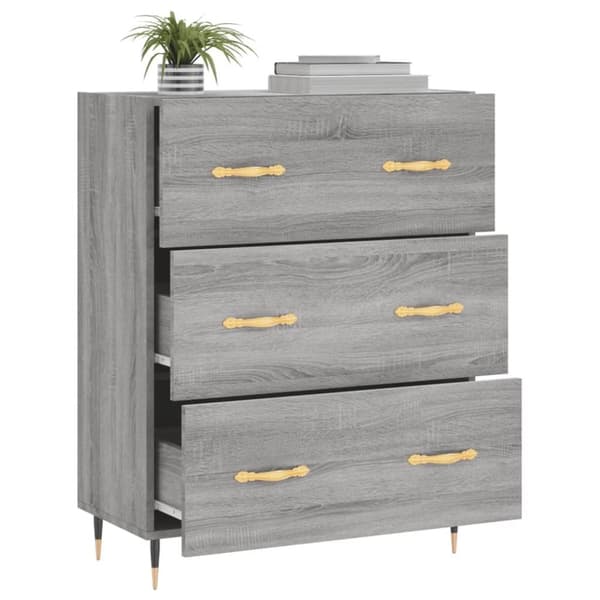 vidaXL skænk 69,5x34x90 cm konstrueret træ grå sonoma-eg