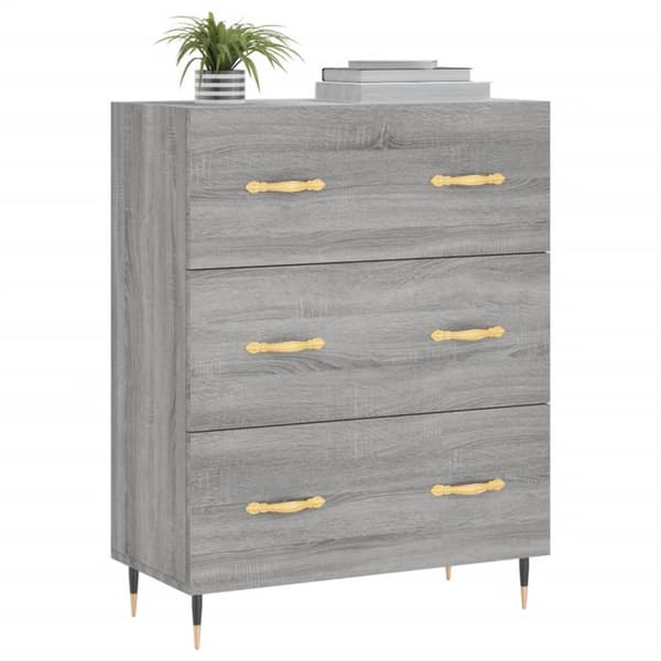 vidaXL skænk 69,5x34x90 cm konstrueret træ grå sonoma-eg