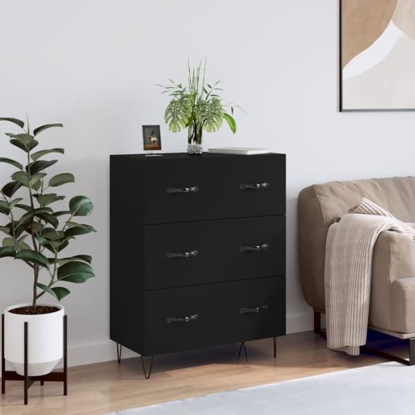 vidaXL skænk 69,5x34x90 cm konstrueret træ sort