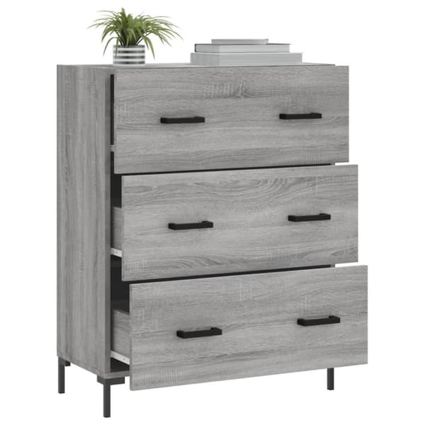 vidaXL skænk 69,5x34x90 cm konstrueret træ grå sonoma-eg