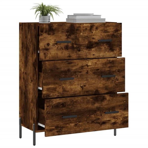 vidaXL Skänk rökfärgad ek 69,5x34x90 cm konstruerat trä