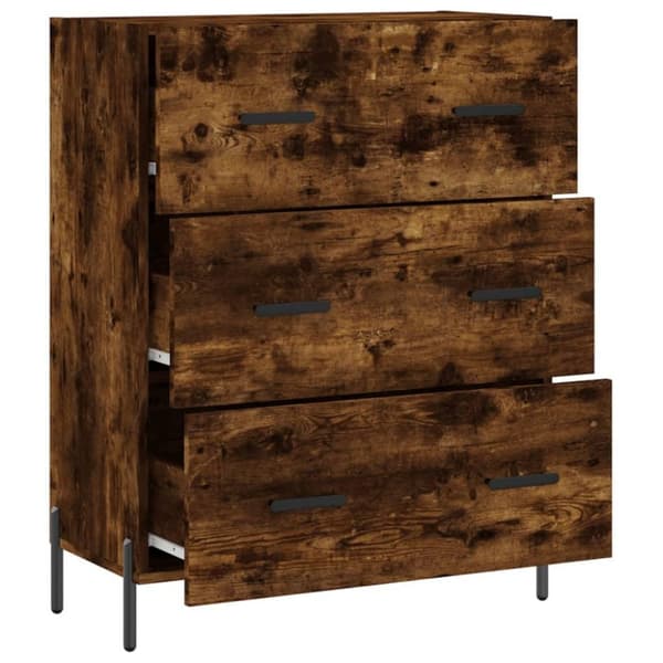 vidaXL Skänk rökfärgad ek 69,5x34x90 cm konstruerat trä