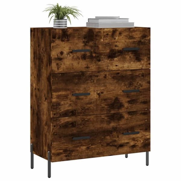 vidaXL Skänk rökfärgad ek 69,5x34x90 cm konstruerat trä