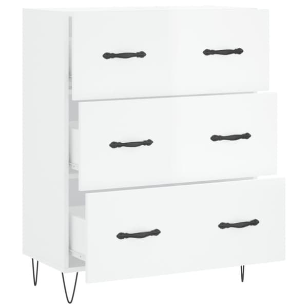 vidaXL Skänk vit högglans 69,5x34x90 cm konstruerat trä