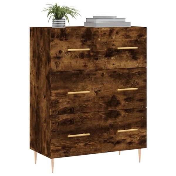 vidaXL skænk 69,5x34x90 cm konstrueret træ røget egetræsfarve