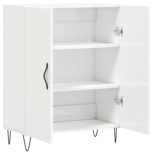 vidaXL Skjenk høyglans hvit 69,5x34x90 cm konstruert tre