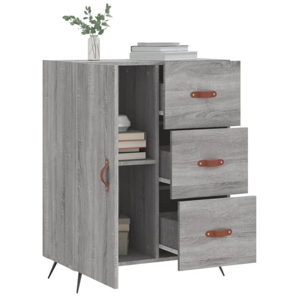 vidaXL skænk 69,5x34x90 cm konstrueret træ grå sonoma-eg