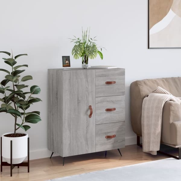 vidaXL skænk 69,5x34x90 cm konstrueret træ grå sonoma-eg